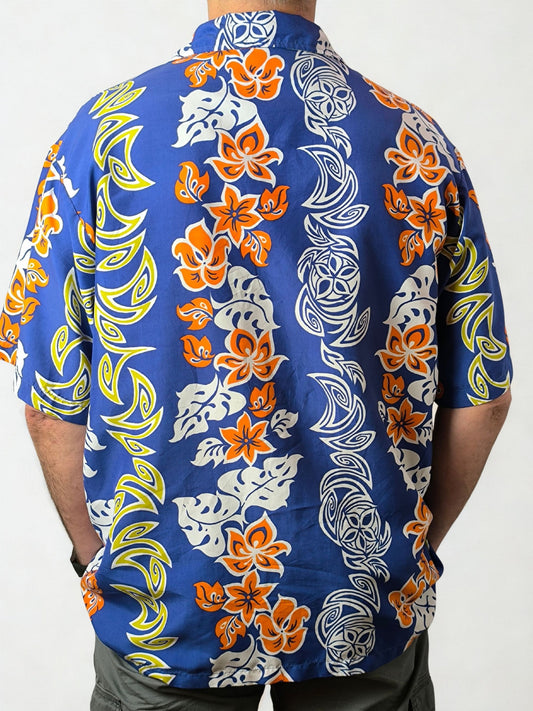 Late '80s–Early '90s Point Panic Hawaiian Shirt – Surf Revival Print & Coconut Buttons