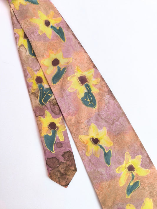 Vintage Hand-Painted Style Floral Silk Tie – Meier