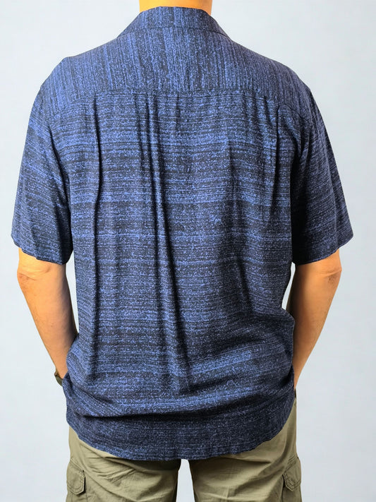 Vintage George Hawaiian Shirt – Tropical Blue Hibiscus Print