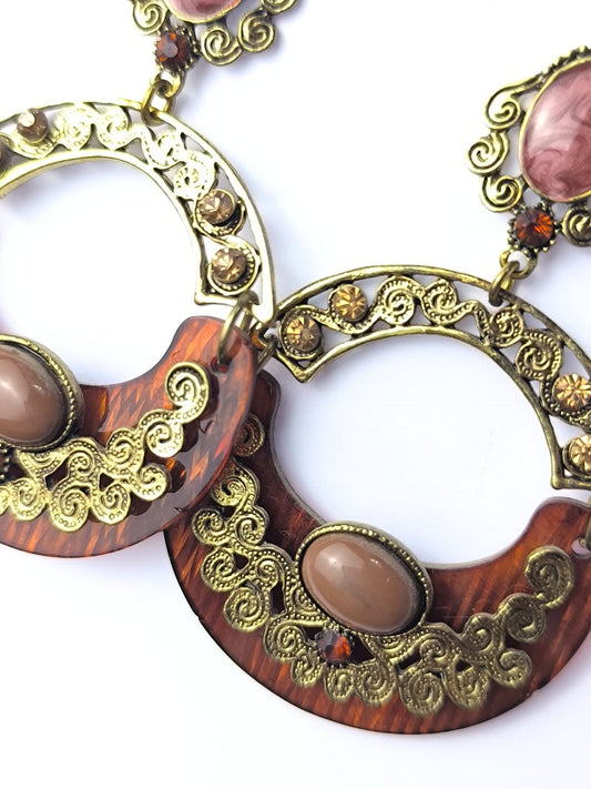 Deadstock Statement Earrings with Filigree & Faux Stones