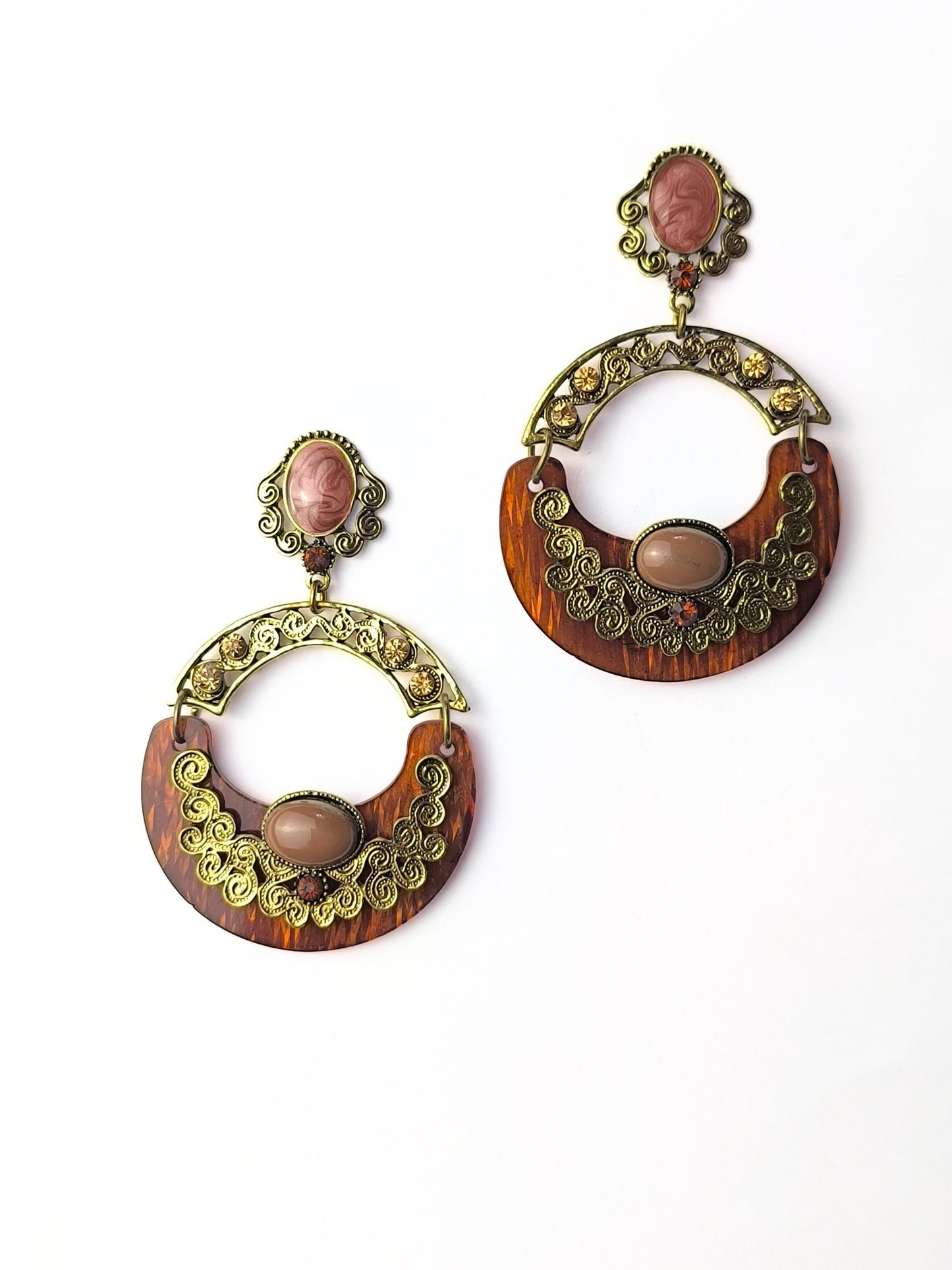 Deadstock Statement Earrings with Filigree & Faux Stones