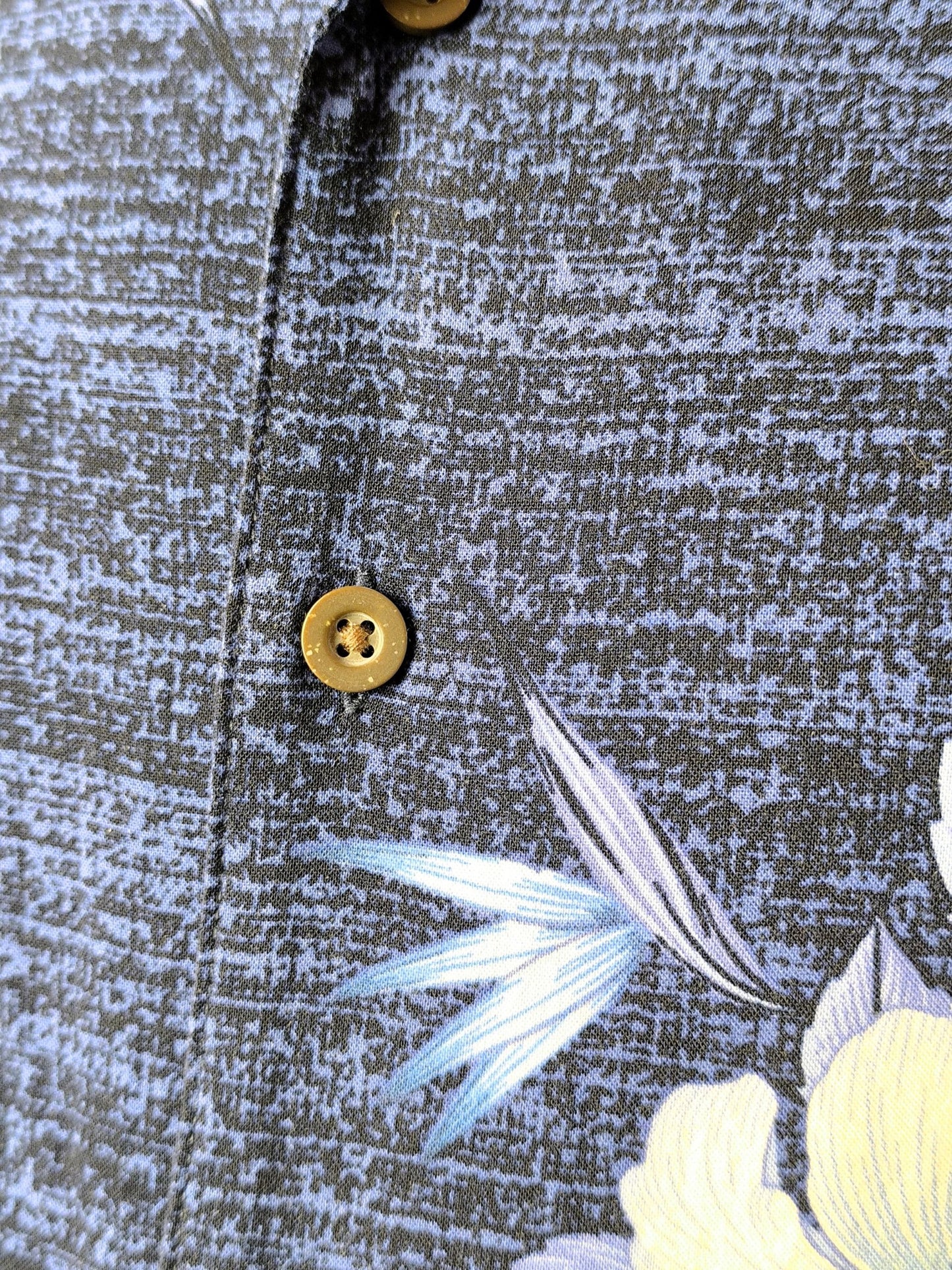 Vintage George Hawaiian Shirt – Tropical Blue Hibiscus Print