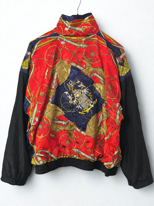 Vintage Baroque Print Windbreaker Jacket by Pentathlon – Equestrian Motif