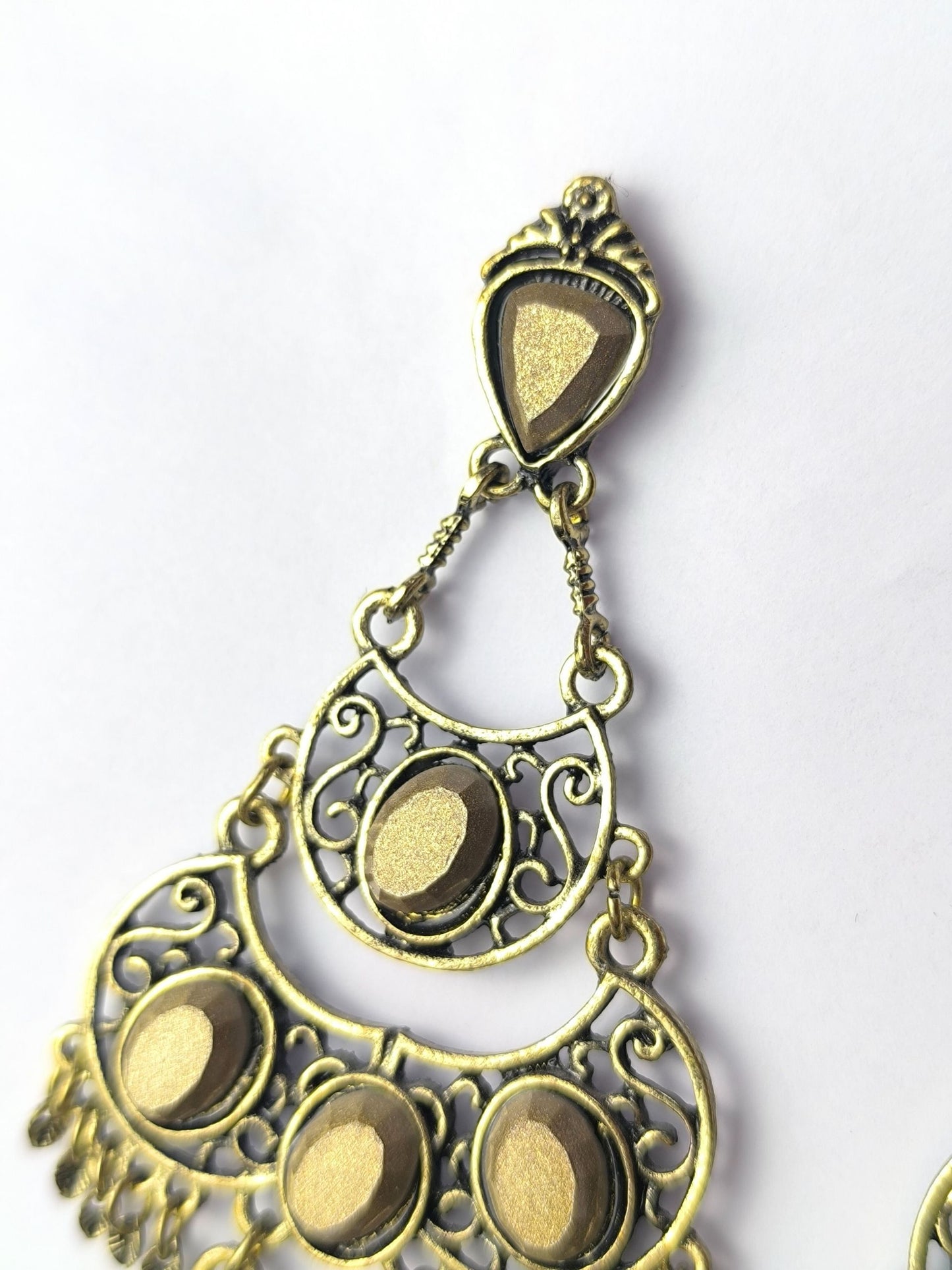 Deadstock Filigree Chandelier Earrings – Antique Gold Drama