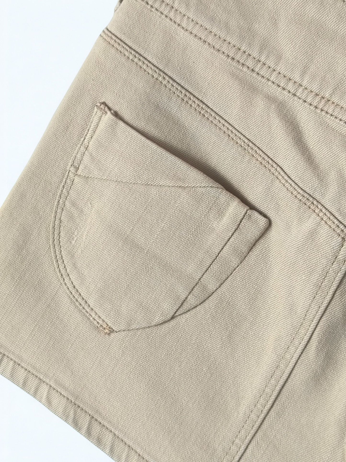 Y2K Fishbone Beige Low Rise Mini Skirt