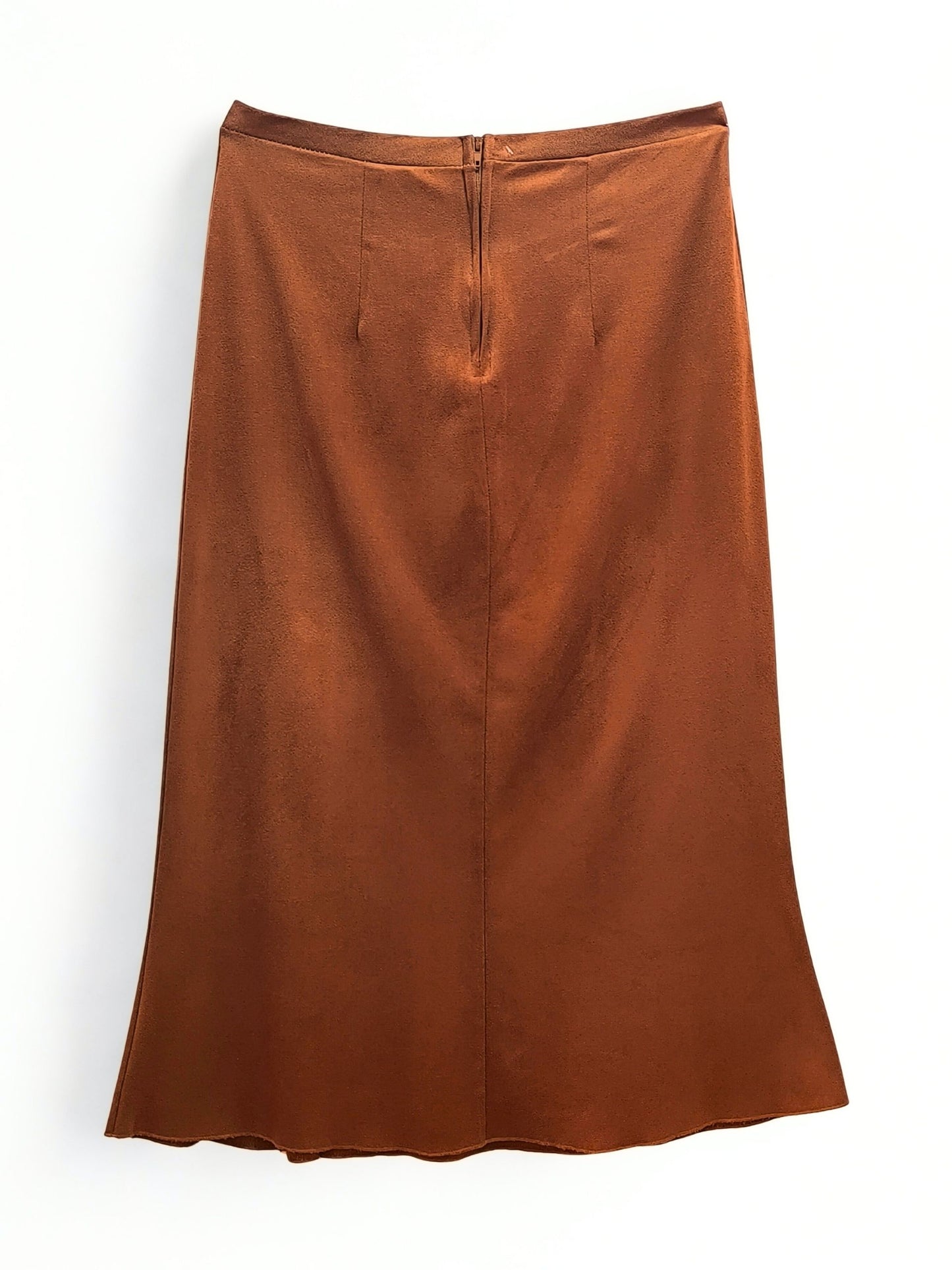 Rust Suede-Touch Midi Skirt ā Geri C. New York