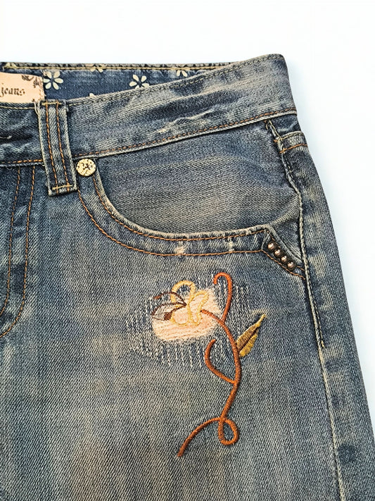 Y2K Low Rise Mini Denim Skirt - "URBAN JEANS"