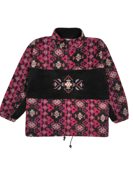 Vintage 90s Unisex Geometric Fleece Half-Zip Pullover