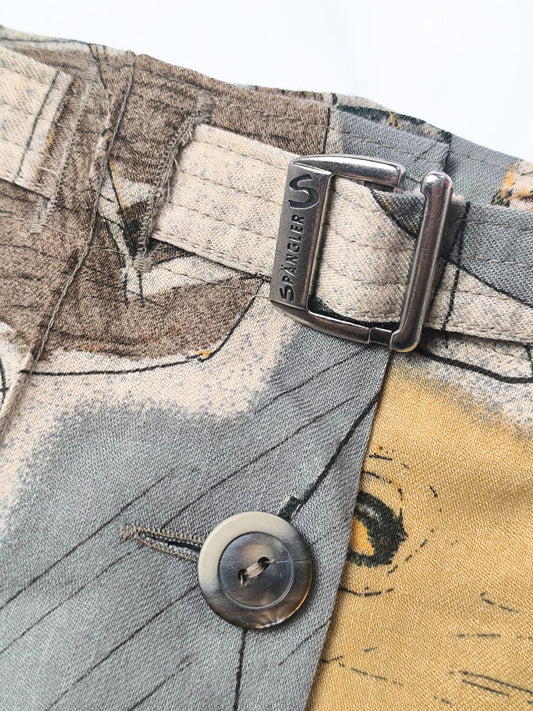 Vintage Spängler Skirt in Pure New Wool with Abstract Print