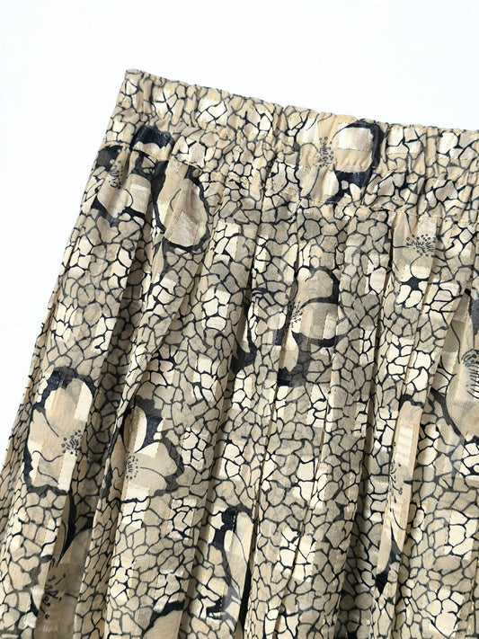 Vintage Pleated Floral Skirt with Golden Thread