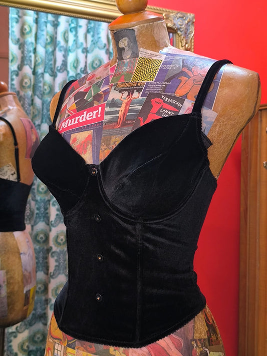 Vintage Sorcery Black Velvet Bustier Corset