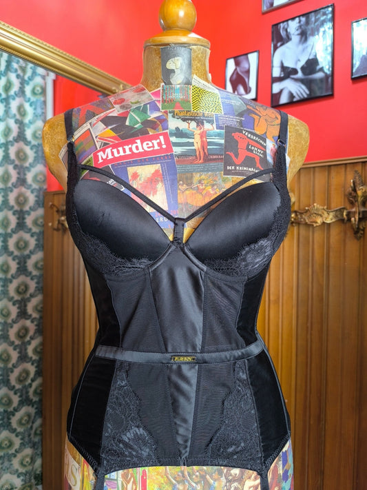 Y2K Playboy Satin & Lace Corset with Garters