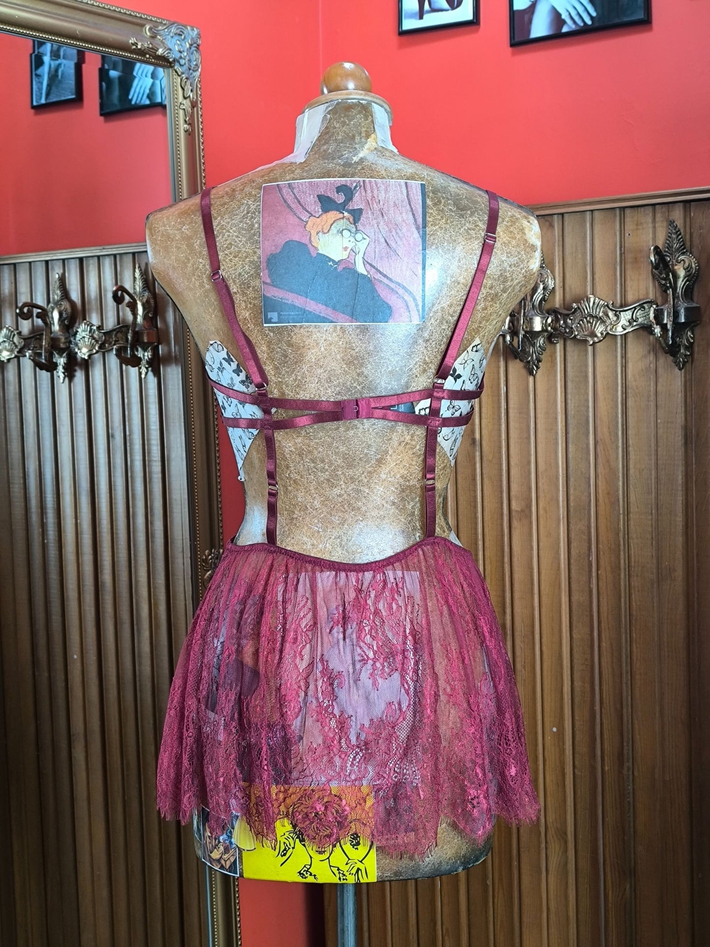 Widow Burgundy Lace Babydoll Lingerie Top