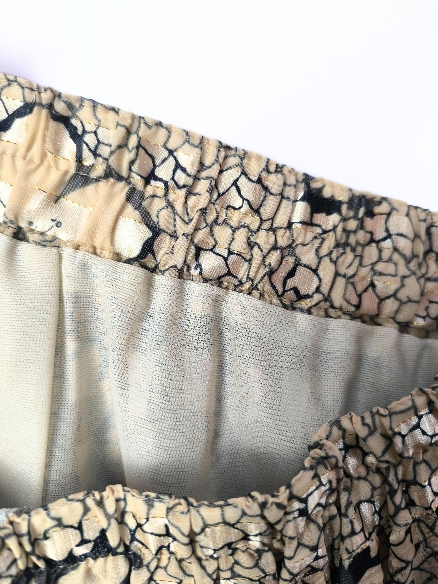 Vintage Pleated Floral Skirt with Golden Thread