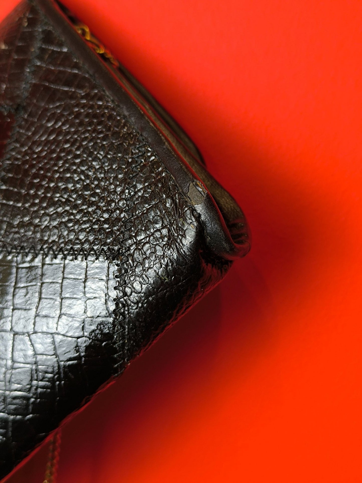 Vintage Black Snakeskin Leather Shoulder Bag