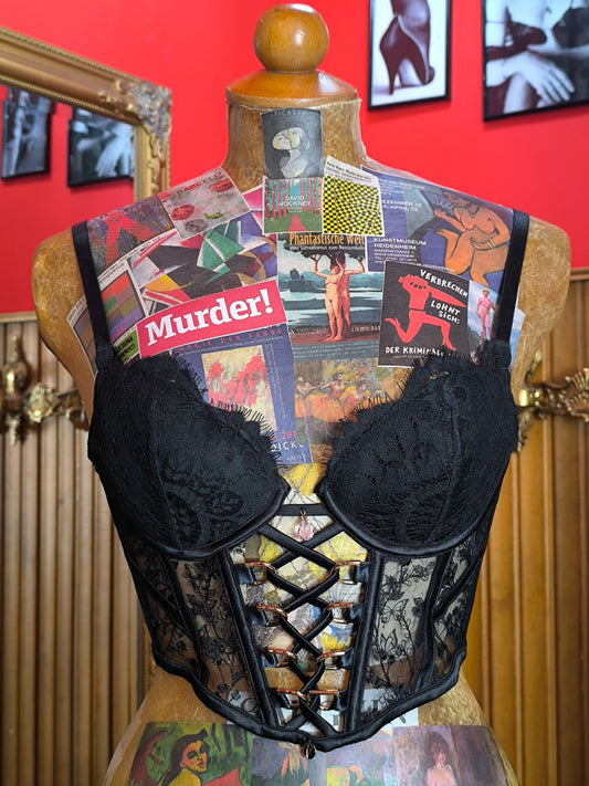 Vamp by Bras N Things Black Lace-Up Corset Top