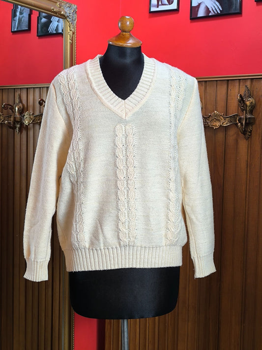 Vintage “Wistrz Burgstädt” Cream Cable Knit Sweater