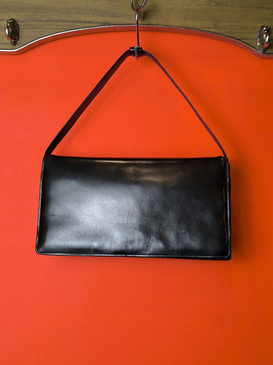 Classic 1960s Black Leather Shoulder Bag