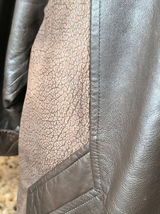 Vintage Norma Modell Leather Coat, two-tone brown, oversized '80s