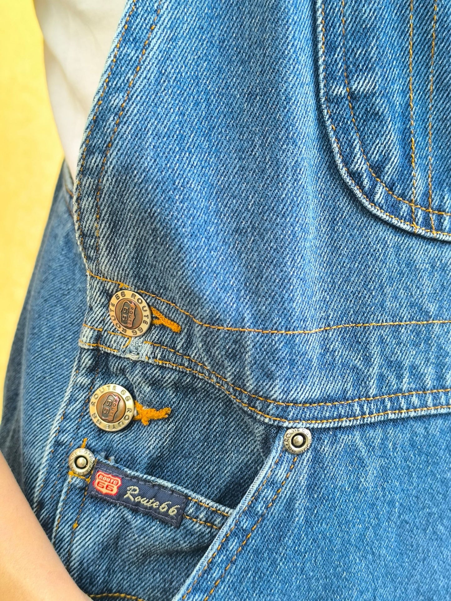 Unisex Vintage Denim Overall Shorts "Route 66" | 90s Coolness Reloaded