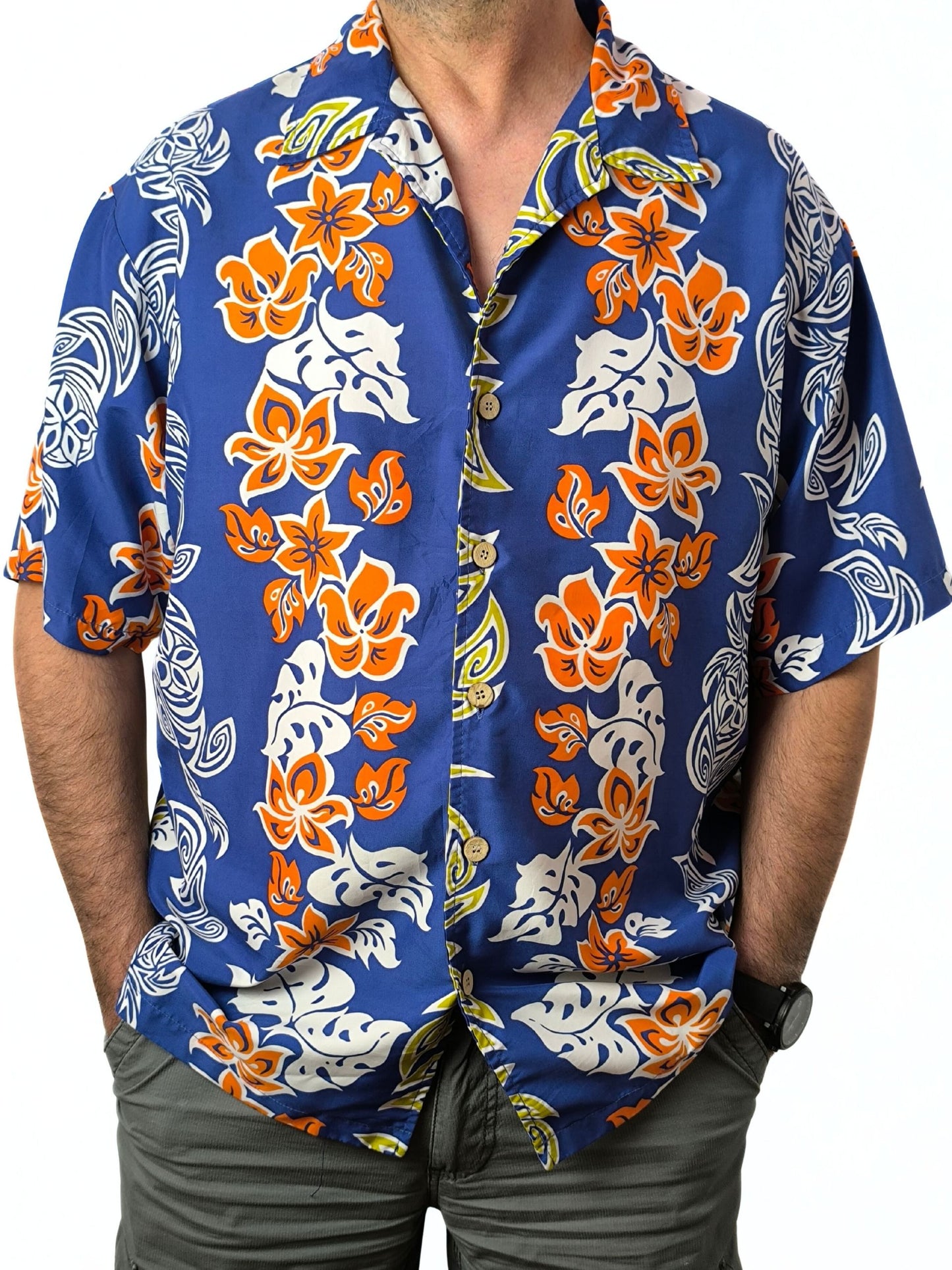 Late '80s–Early '90s Point Panic Hawaiian Shirt – Surf Revival Print & Coconut Buttons
