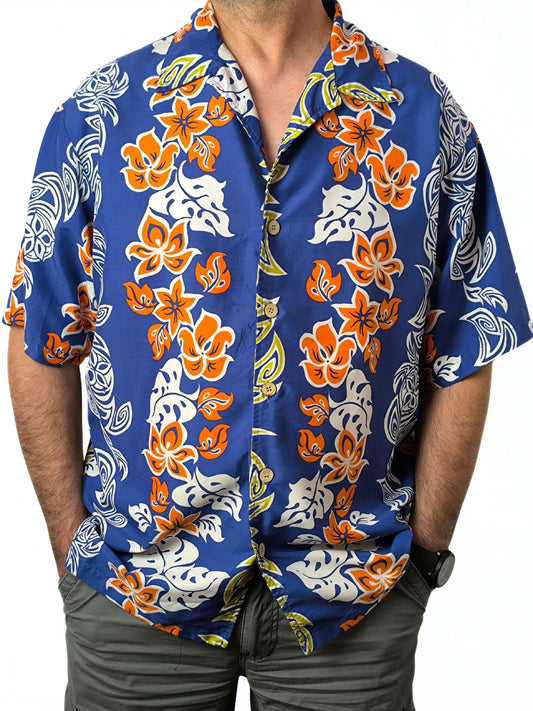 Late '80s–Early '90s Point Panic Hawaiian Shirt – Surf Revival Print & Coconut Buttons