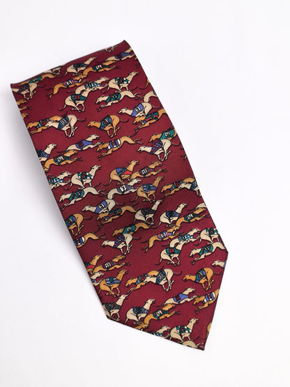 Vintage Silk Tie by Alessandro D'Este - Racing Greyhounds
