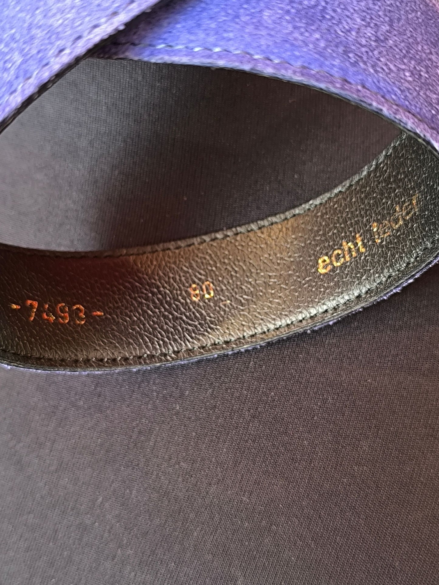 Vintage Cobalt Suede Belt with Heart Studs – Echt Leder, 80cm