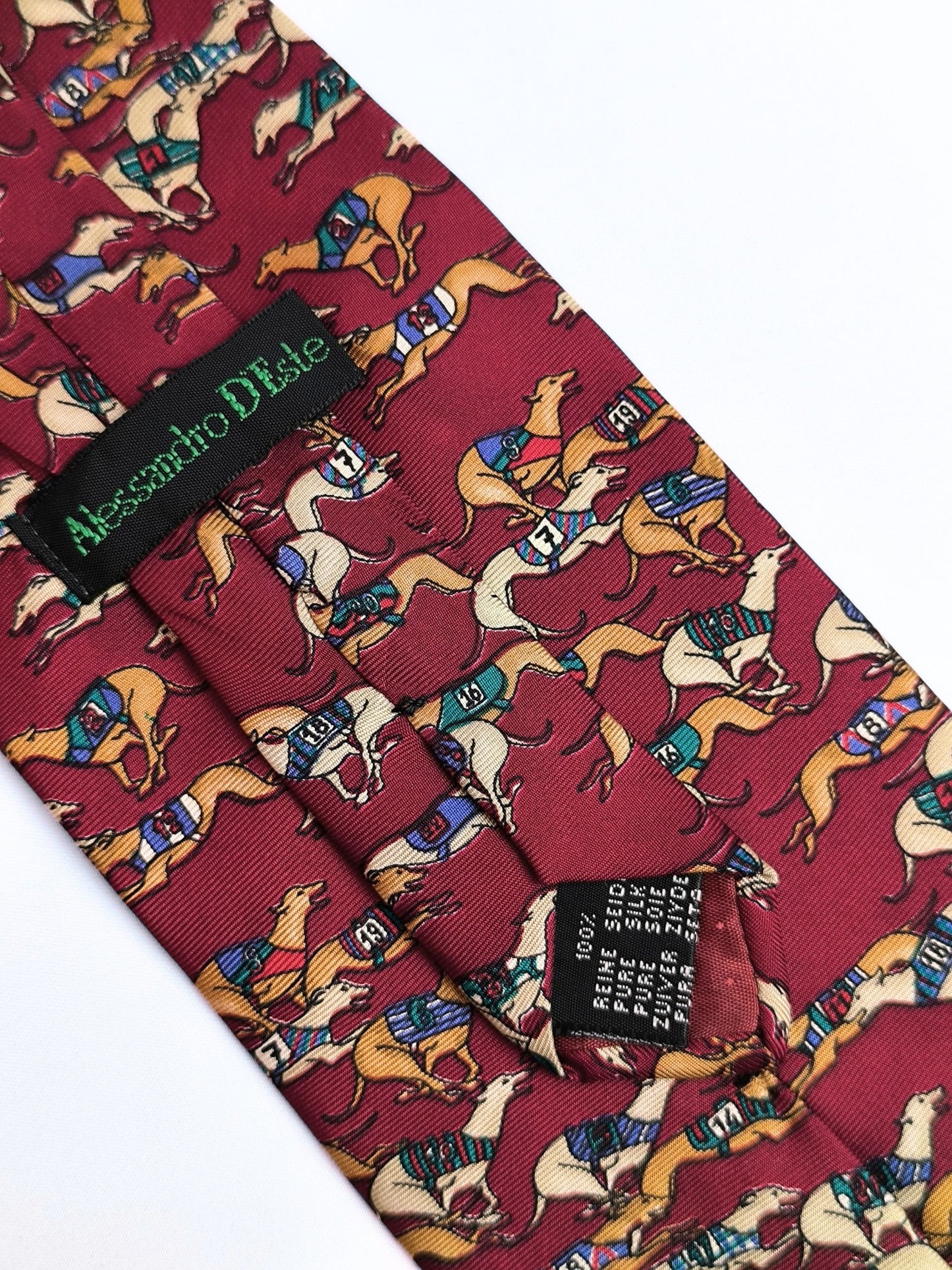 Vintage Silk Tie by Alessandro D'Este - Racing Greyhounds