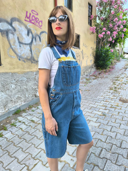 Unisex Vintage Denim Overall Shorts "Route 66" | 90s Coolness Reloaded