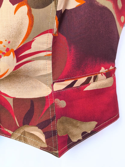 Jean Claire Floral Cotton Top – Sculpted 80s Silhouette