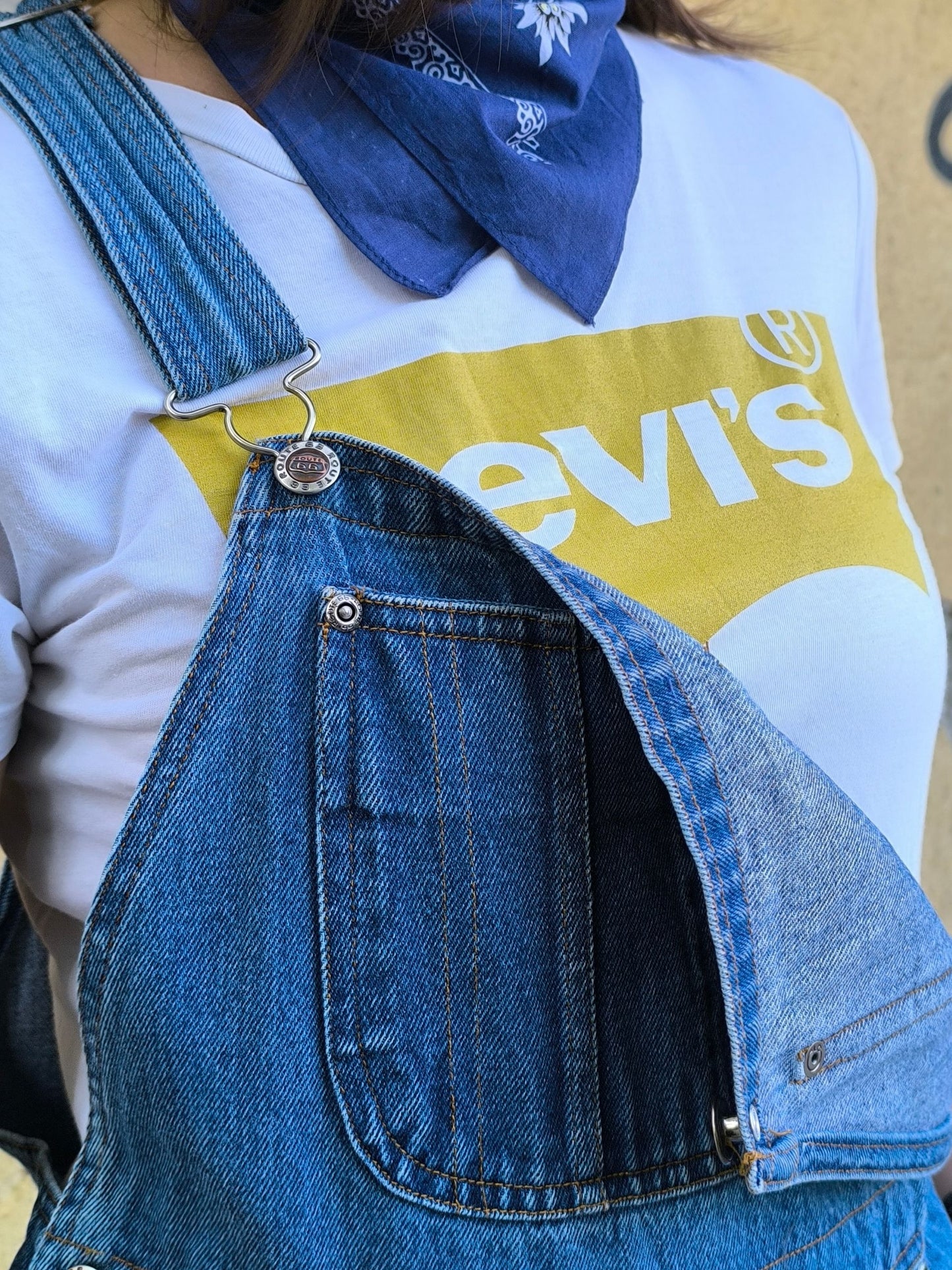 Unisex Vintage Denim Overall Shorts "Route 66" | 90s Coolness Reloaded