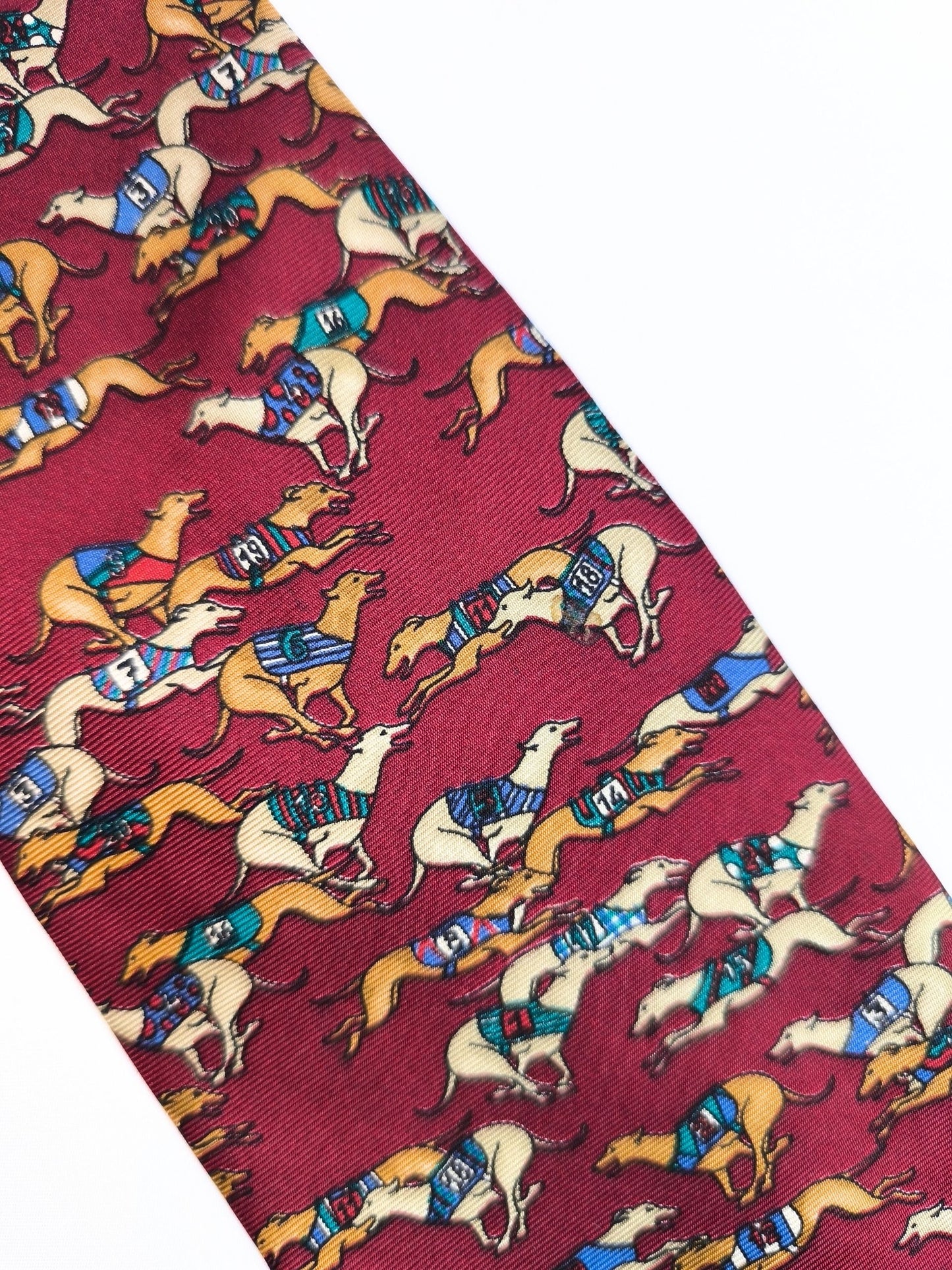 Vintage Silk Tie by Alessandro D'Este - Racing Greyhounds