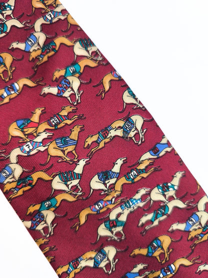 Vintage Silk Tie by Alessandro D'Este - Racing Greyhounds