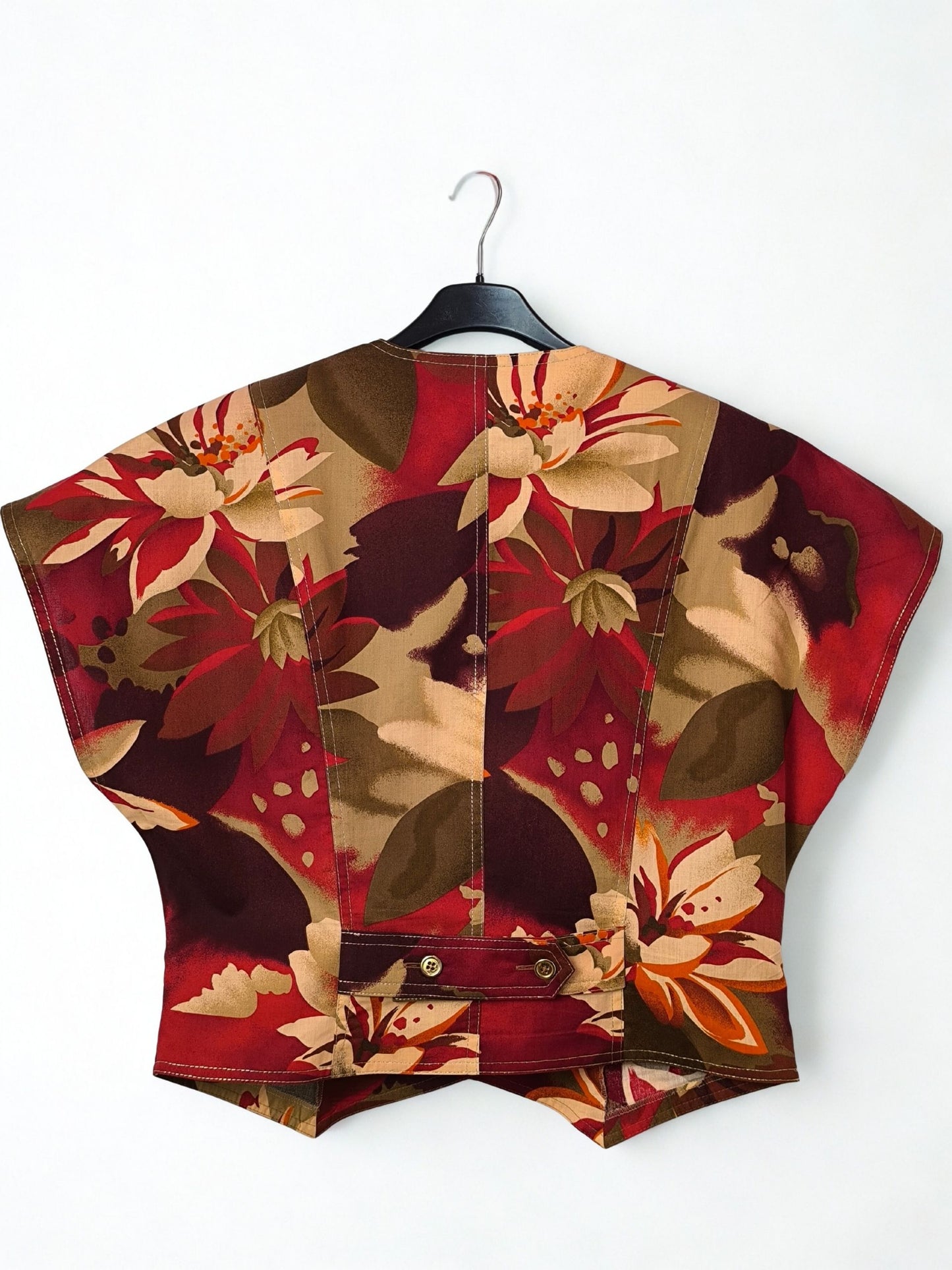 Jean Claire Floral Cotton Top – Sculpted 80s Silhouette