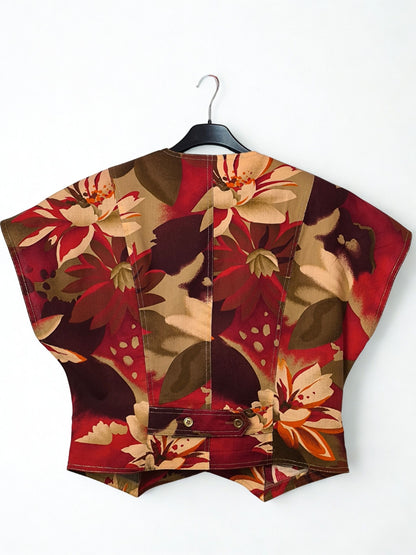 Jean Claire Floral Cotton Top – Sculpted 80s Silhouette