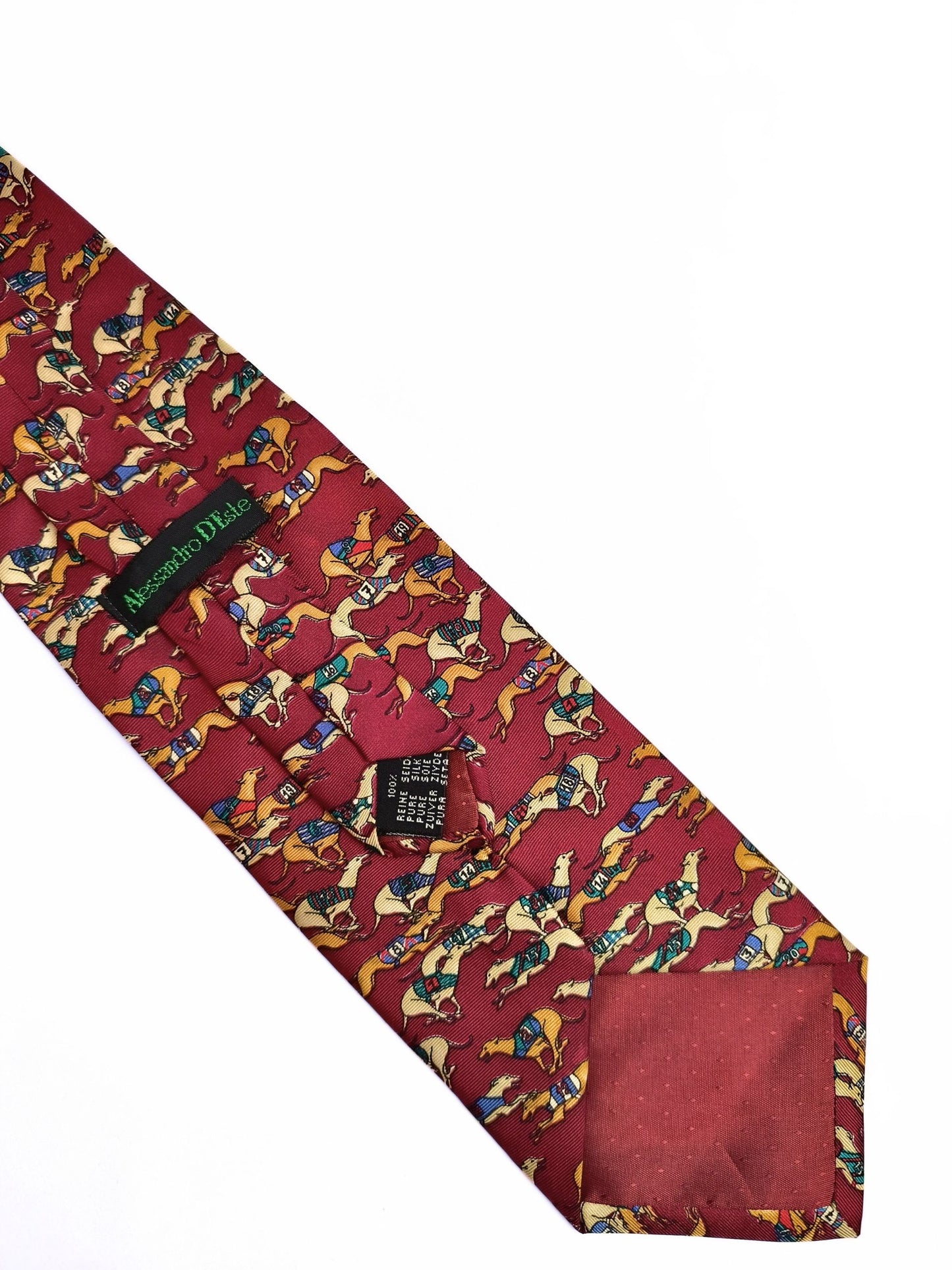 Vintage Silk Tie by Alessandro D'Este - Racing Greyhounds