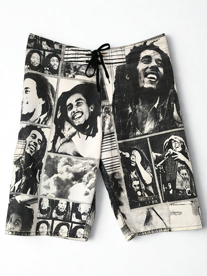 Handmade Bob Marley Graphic Board Shorts