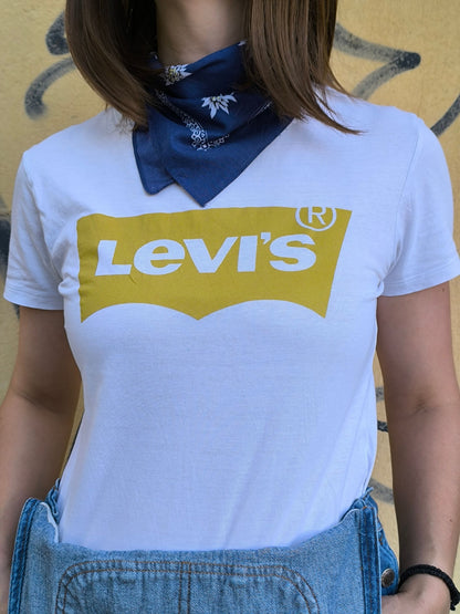 Levi’s® White Tee – Mustard Batwing Logo