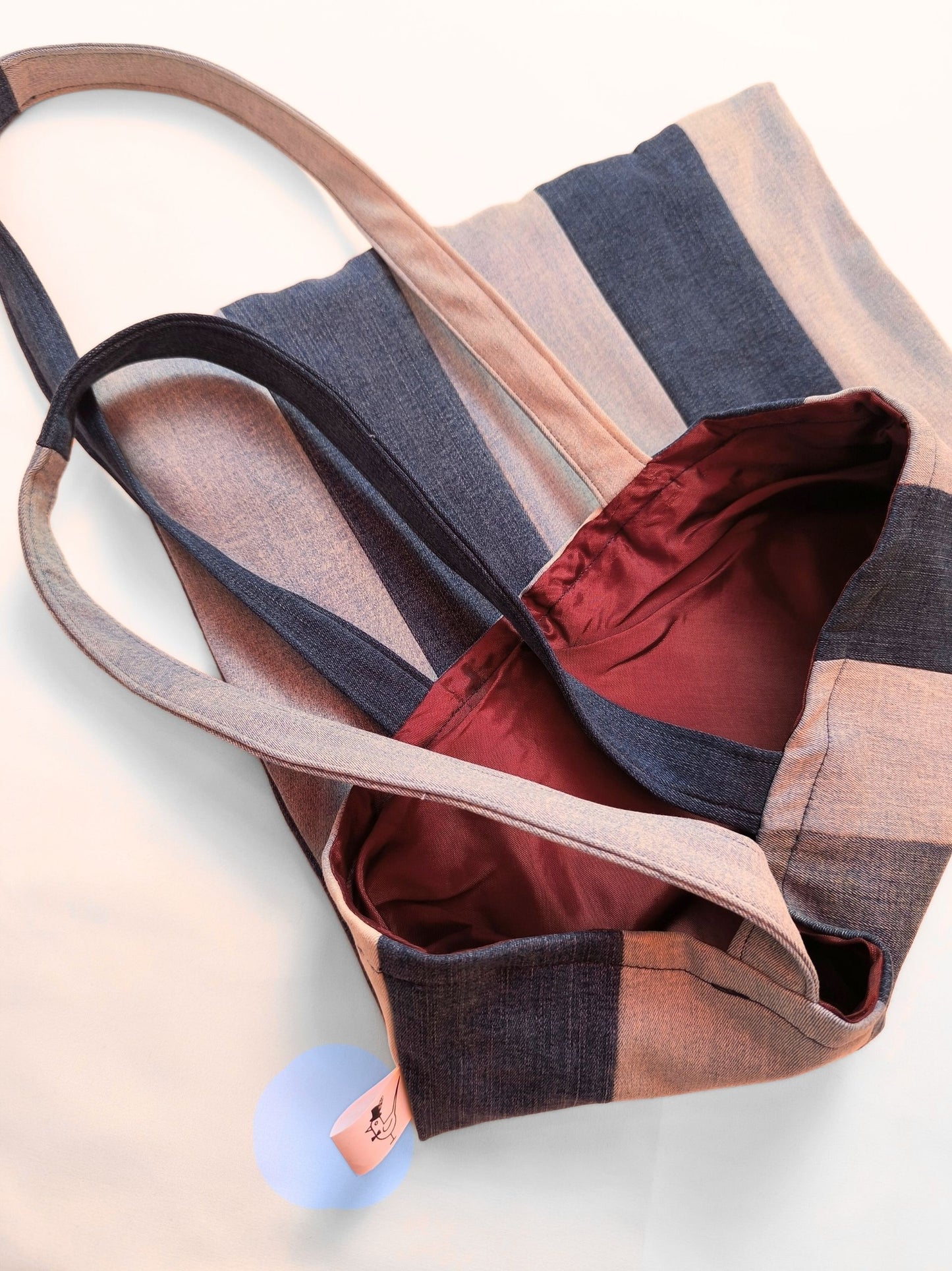 Upcycled Denim Tote Bag "Melia and the Cuckoo"