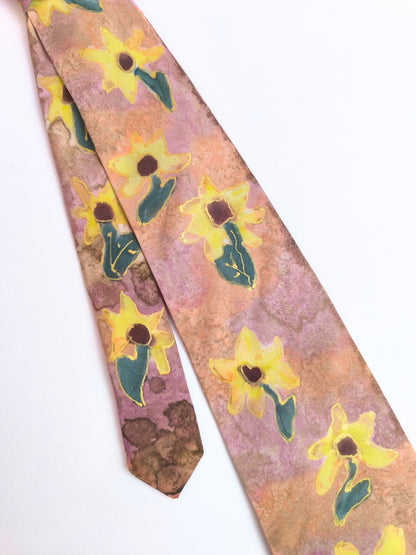 Vintage Hand-Painted Style Floral Silk Tie – Meier