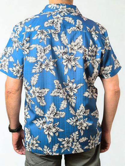 Blue Tropical Button-Up Hawaiian Shirt – Bold Retro Vibes