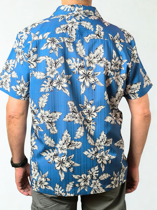 Blue Tropical Button-Up Hawaiian Shirt – Bold Retro Vibes