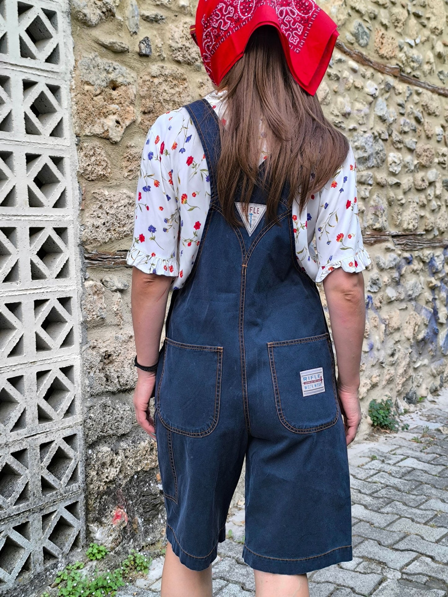 Unisex Vintage Denim Overall Shorts – "RIFLE" | Dark Blue Classic