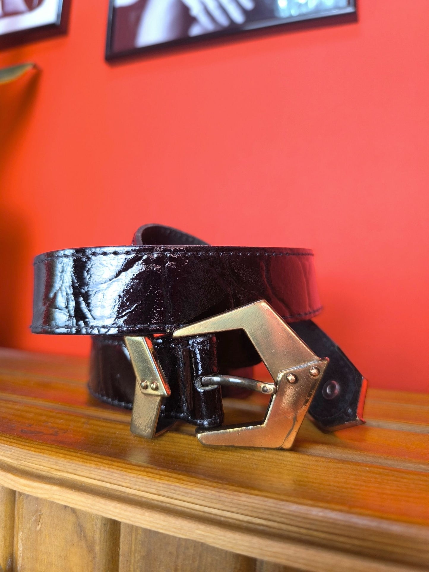 Vintage Sunbelt Black Leather Belt – Echt Leder