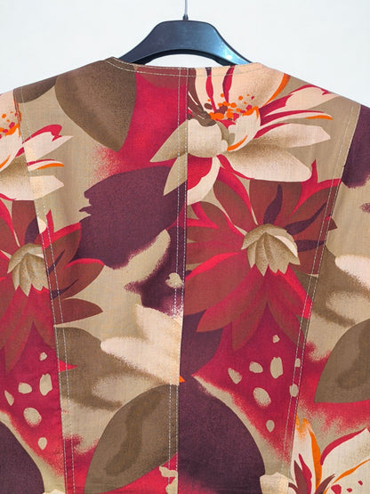 Jean Claire Floral Cotton Top – Sculpted 80s Silhouette