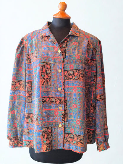 Vintage La Maison du Jersey Baroque Pattern Shirt – Size 48 (Made in France)