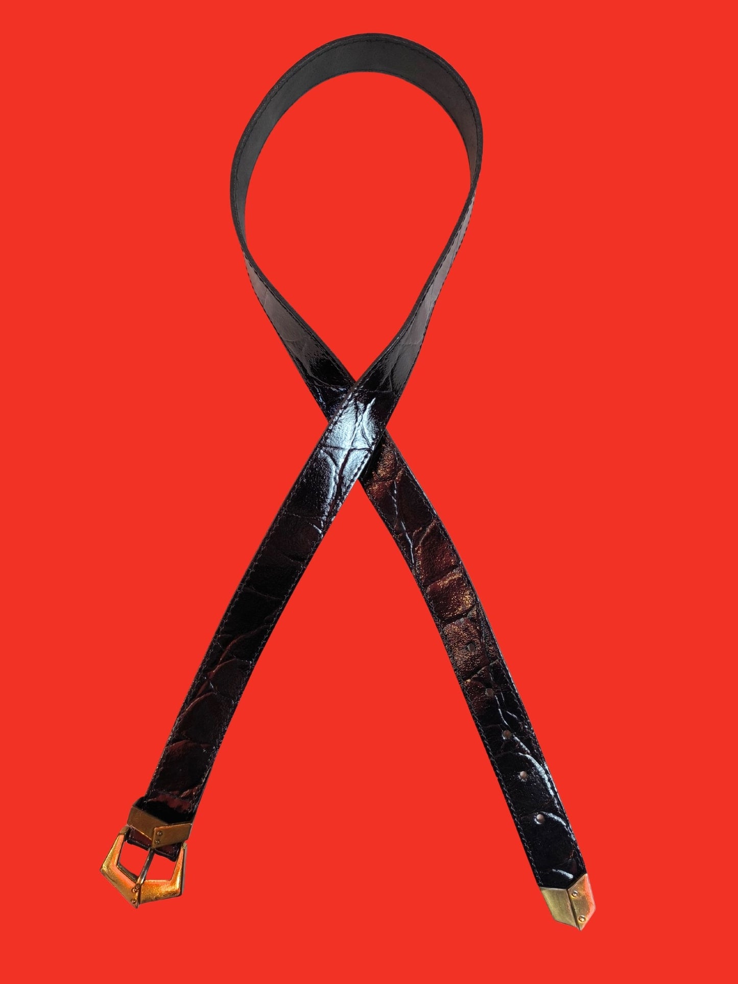 Vintage Sunbelt Black Leather Belt – Echt Leder