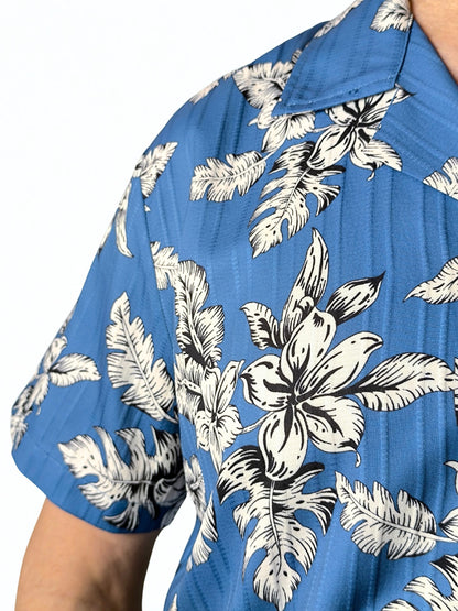 Blue Tropical Button-Up Hawaiian Shirt – Bold Retro Vibes