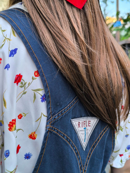 Unisex Vintage Denim Overall Shorts – "RIFLE" | Dark Blue Classic